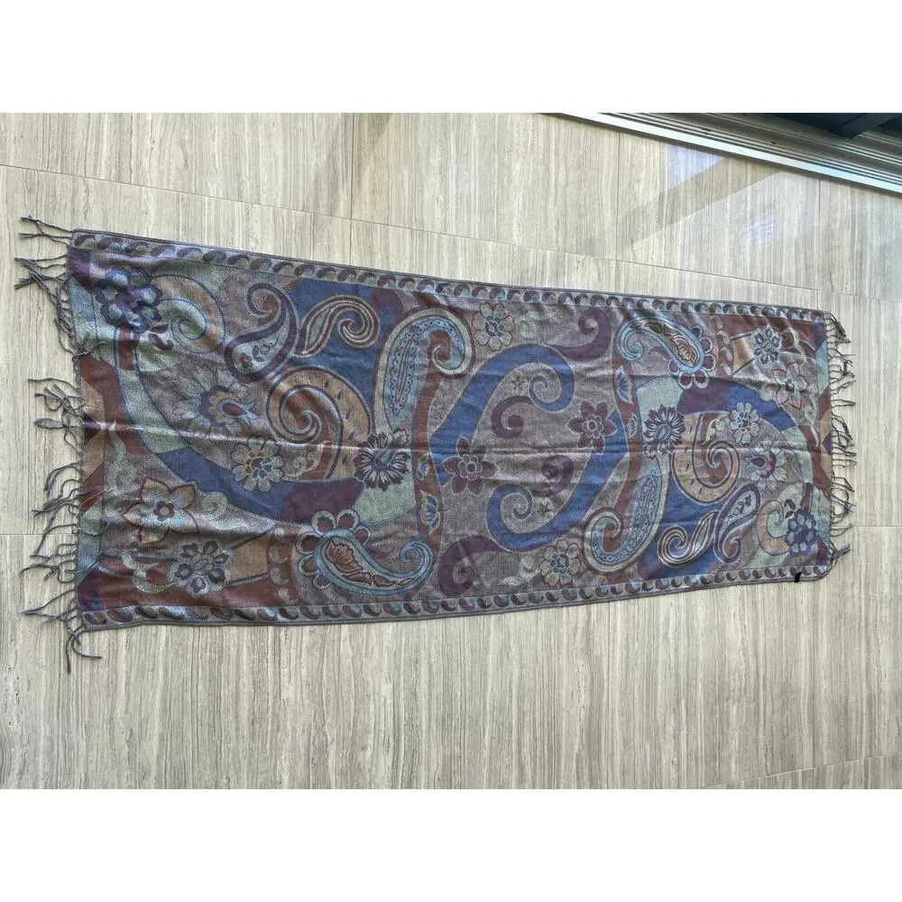 Cashmere Scarf/Wrap Multicolor Paisley Floral Ethnic Elegant Shawl, Classic soft